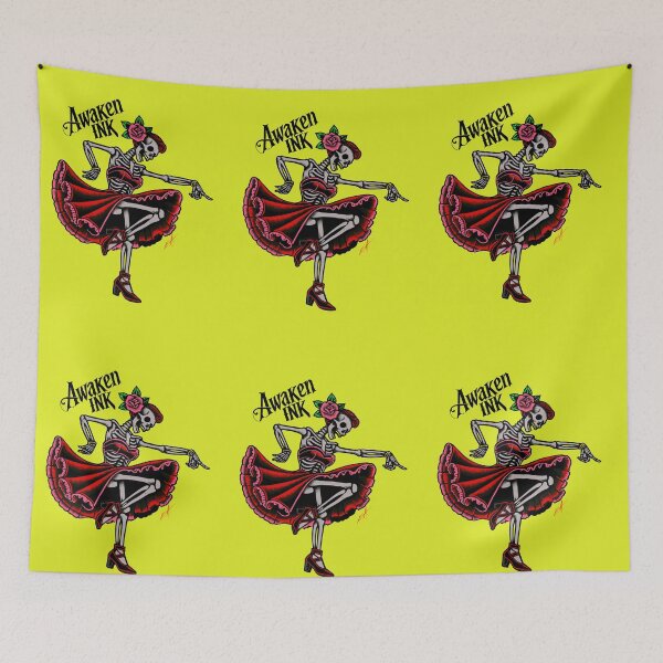 Item preview, Dancing lady skeleton tattoo designed and sold by Awakenink.