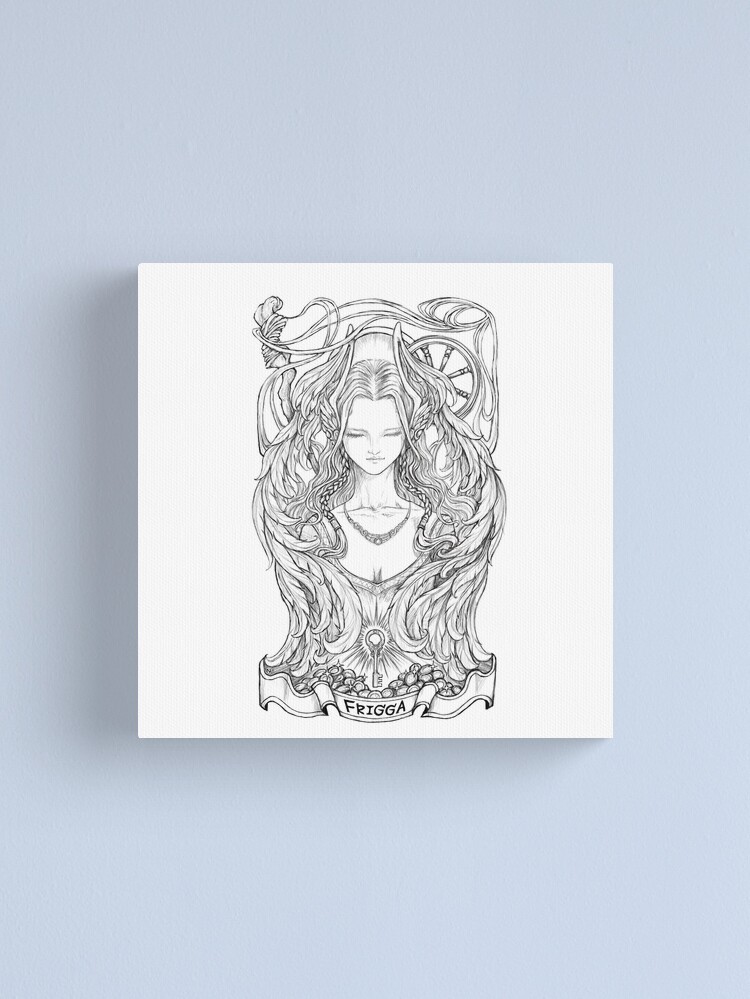 Thumbnail 1 of 3, Canvas Print, Frigga Norse Goddess of Home & Protection designed and sold by RunicArtShop.