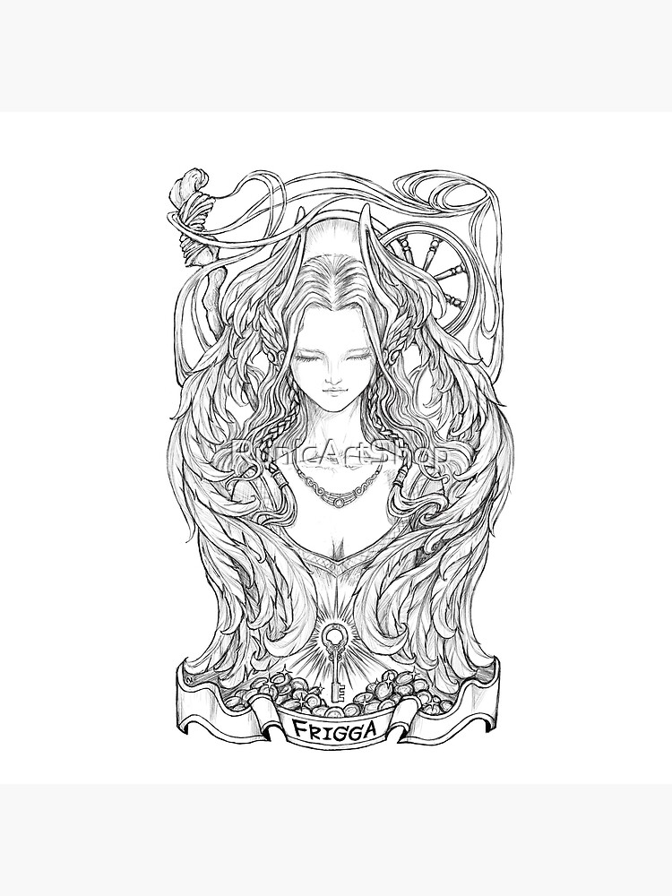 Thumbnail 3 of 3, Canvas Print, Frigga Norse Goddess of Home & Protection designed and sold by RunicArtShop.