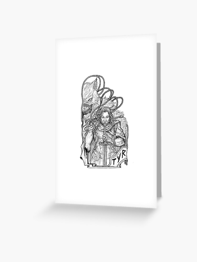 Thumbnail 1 of 2, Greeting Card, Tyr Norse God of Justice designed and sold by RunicArtShop.
