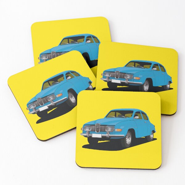 Item preview, SAAB 96 in blue - illustration designed and sold by knappidesign.