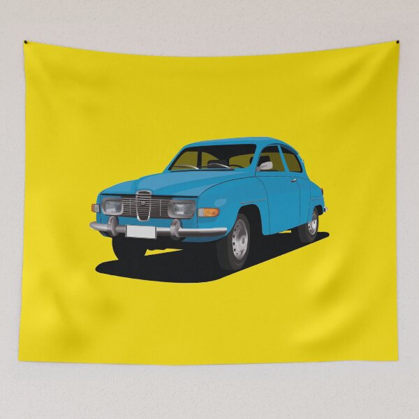 Item preview, SAAB 96 in blue - illustration designed and sold by knappidesign.