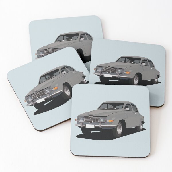 Item preview, SAAB 96 in grey - illustration designed and sold by knappidesign.