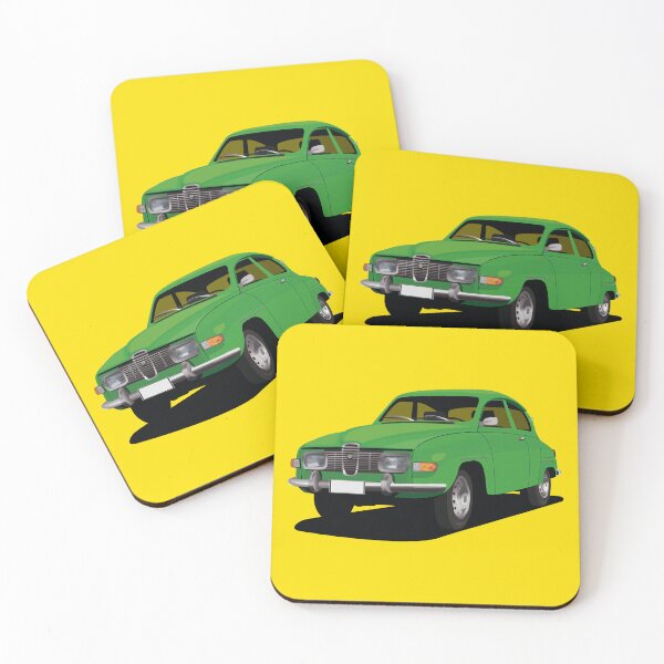 Item preview, SAAB 96 in green - illustration designed and sold by knappidesign.
