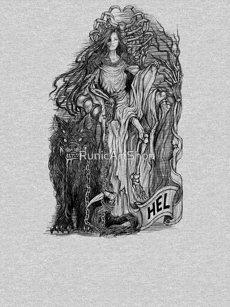 Thumbnail 7 of 7, Classic T-Shirt, Hel Norse Goddess Dark Nordic Mythology designed and sold by RunicArtShop.