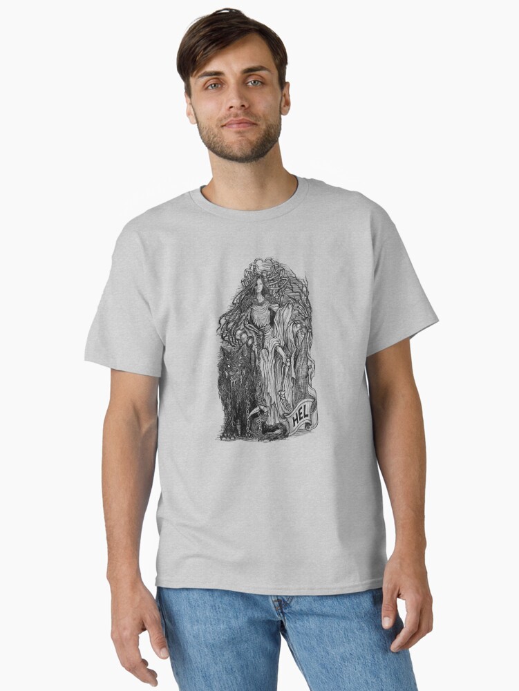 Thumbnail 2 of 7, Classic T-Shirt, Hel Norse Goddess Dark Nordic Mythology designed and sold by RunicArtShop.