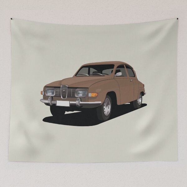 Item preview, SAAB 96 in brown - illustration designed and sold by knappidesign.