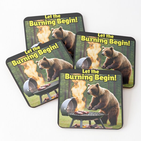 Item preview, Let the Burning Begin, BBQ Cooking Bear designed and sold by FroggyFly Designs.