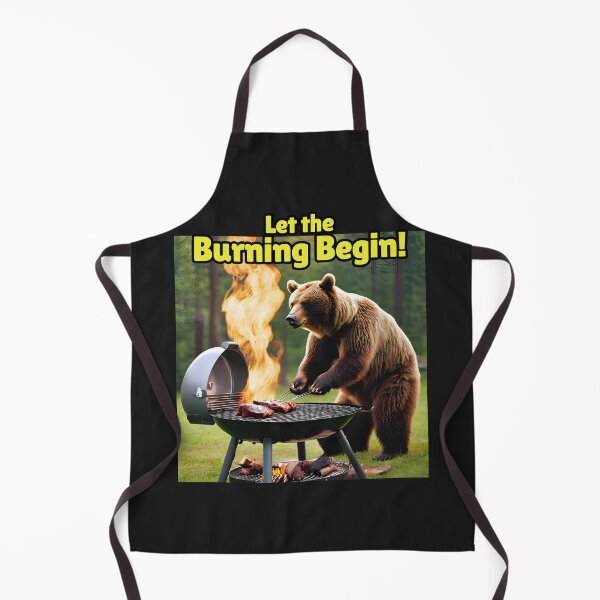Item preview, Let the Burning Begin, BBQ Cooking Bear designed and sold by FroggyFly Designs.
