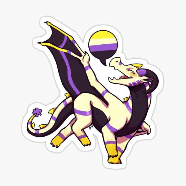Artikel-Vorschau von Drache mit nichtbinärer Pride-Flagge (2. Ausgabe), designt und verkauft von Art of Keymintt.