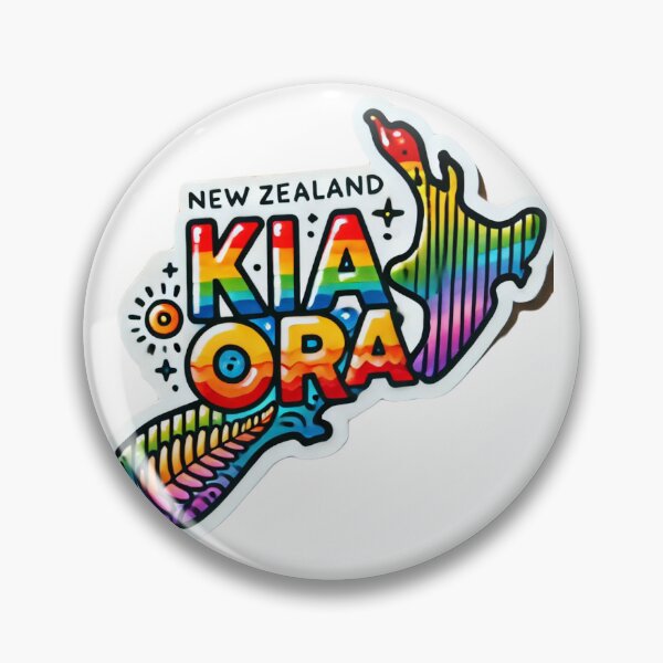 Item preview, Kia Ora with Rainbow New Zealand Map designed and sold by 2-Tama-Toi.