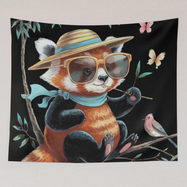 Item preview, Funny Red panda in a hat designed and sold by DamioPolArt.
