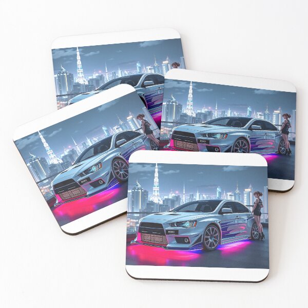 Item preview, Anime/Manga Art: Mitsubishi Evo IX with Woman and Neon Lights designed and sold by Salimgor Hangaround Music.