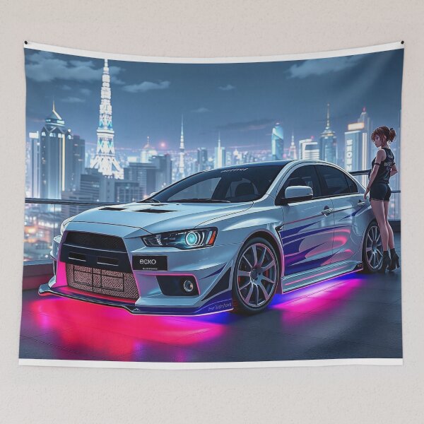 Item preview, Anime/Manga Art: Mitsubishi Evo IX with Woman and Neon Lights designed and sold by Salimgor Hangaround Music.