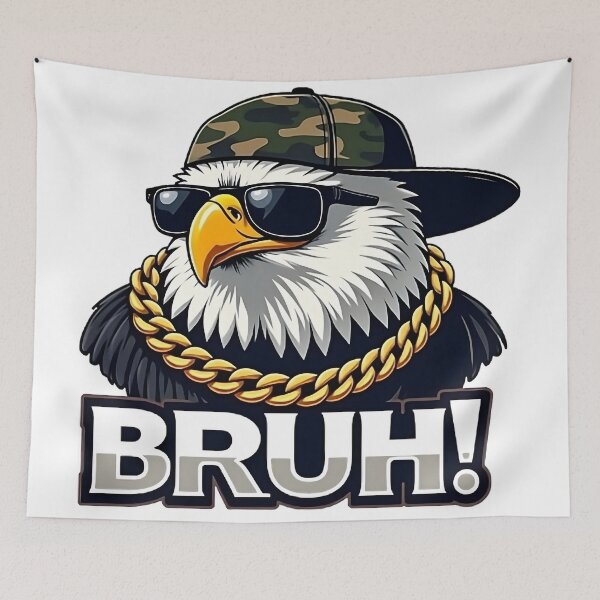 Item preview, Hip-Hop Style Eagle Illustration with Gold Chain and Cap designed and sold by Casanova7000.