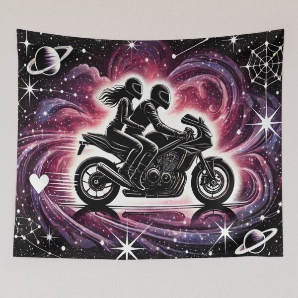 Item preview, LOVE COUPLE ON MOTORBIKE- GALAXY RIDE  designed and sold by Rajasekar.