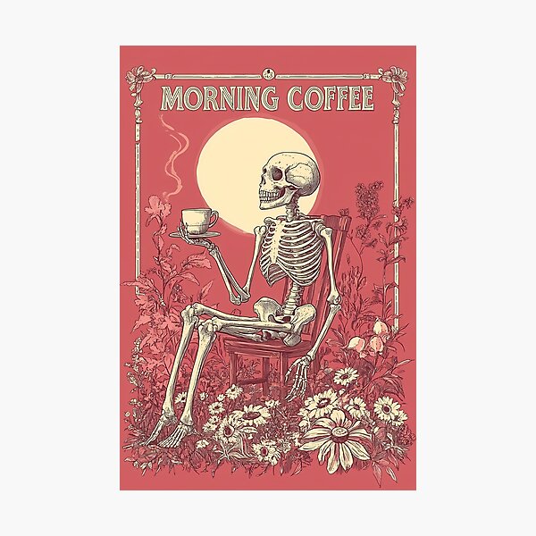 Item preview, coffee fan skeleton. everything comes to life after the first cup of coffee designed and sold by sandrawarty.