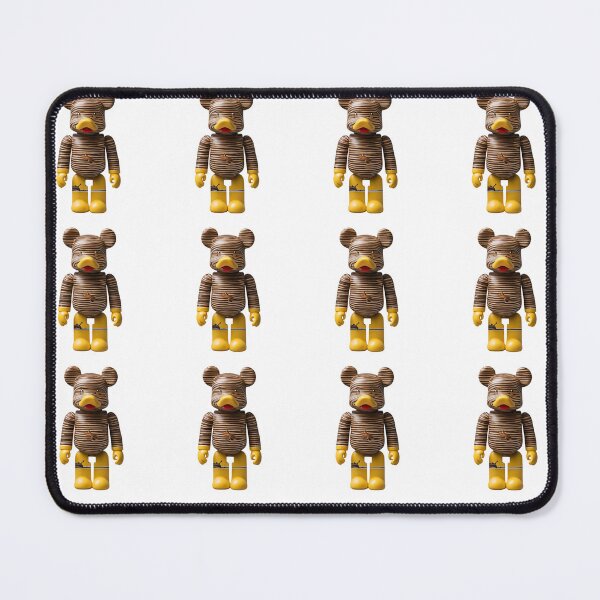 Item preview, A unique and stylish bear toy with a striped design and yellow boots, standing tall against a gray background.   designed and sold by KanDa-Shop.