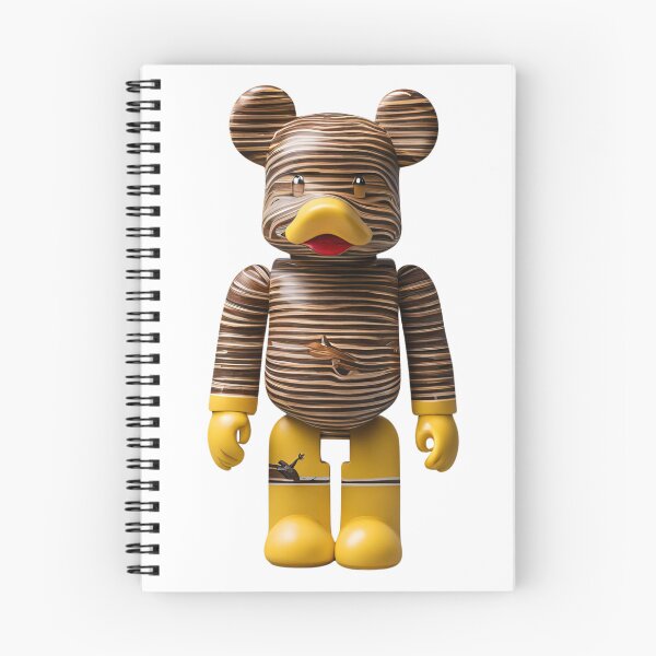 Item preview, A unique and stylish bear toy with a striped design and yellow boots, standing tall against a gray background.   designed and sold by KanDa-Shop.