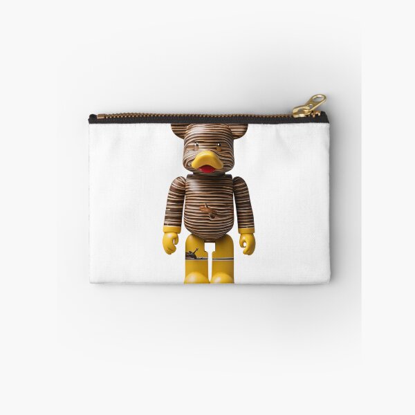 Item preview, A unique and stylish bear toy with a striped design and yellow boots, standing tall against a gray background.   designed and sold by KanDa-Shop.