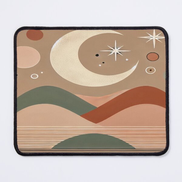 Item preview, Minimalist Boho Landscape with Crescent Moon designed and sold by 0Mystica0.