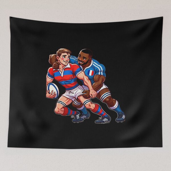 Item preview, Hello Handsome! Rugby Fun Daddies - LGBTQ Gay Pride Berber Brushstrokes Graphic Design designed and sold by ItsAKinkThing.