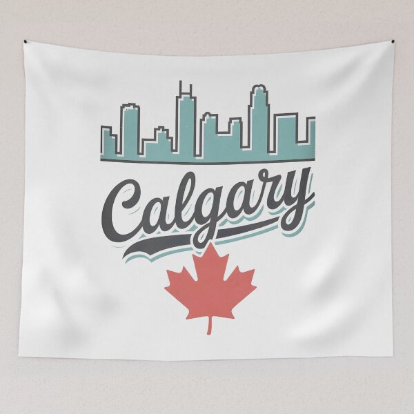 Item preview, Calgary Alberta Canada Minimalist Skyline Maple Leaf Pride designed and sold by HowToCanadian.
