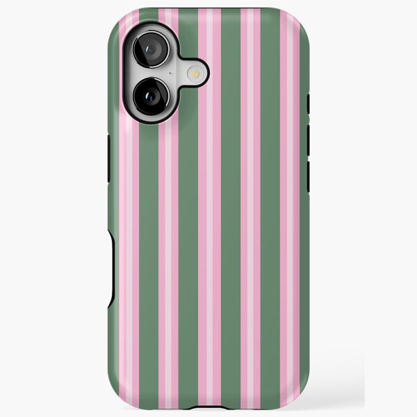 Pastel Green, Pastel Pink and White Stripes  iPhone Case