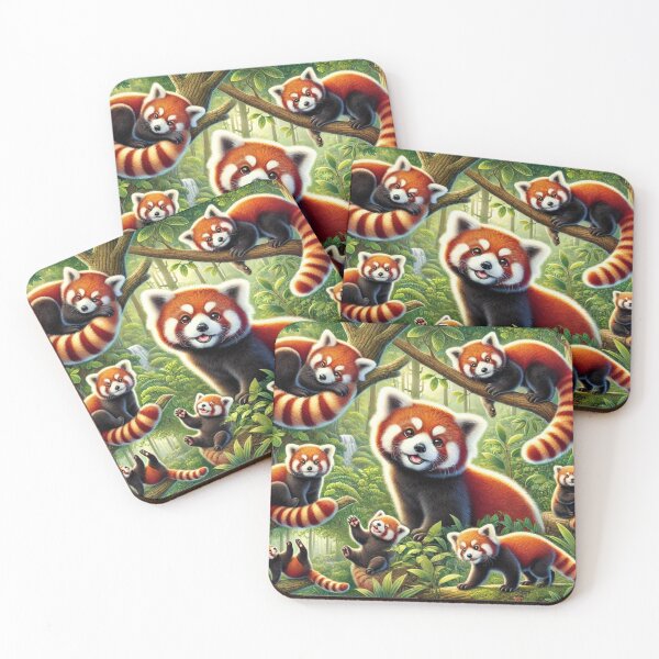 Item preview, A Lively Scene of Playful Red Pandas designed and sold by DamioPolArt.