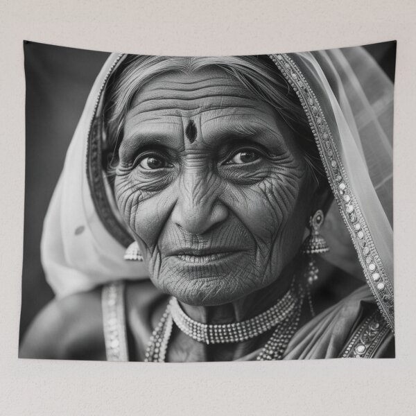 Item preview, Rajasthani Old Woman Wrinkle Face designed and sold by DigiPKSahaMax.