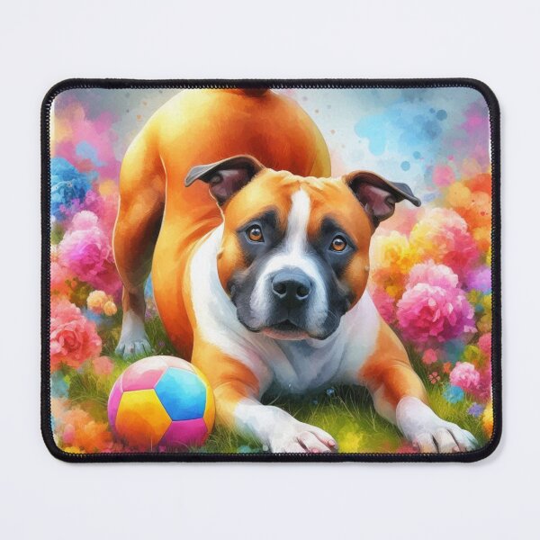 Item preview, Playful Colorful Watercolor Staffy designed and sold by MaedK.