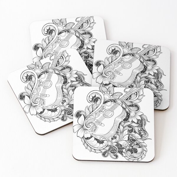 Item preview, Floral Guitar Zentangle designed and sold by DianaZenArt.