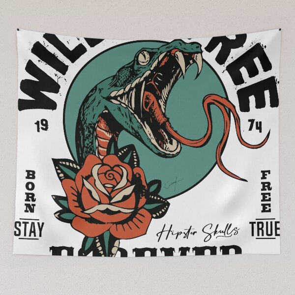 Item preview, Snake cobra tattoo rose flower old school wild free forever designed and sold by Achille3777.