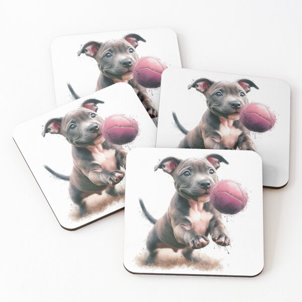 Item preview, Cute Staffy Puppy Playing with Ball designed and sold by MaedK.