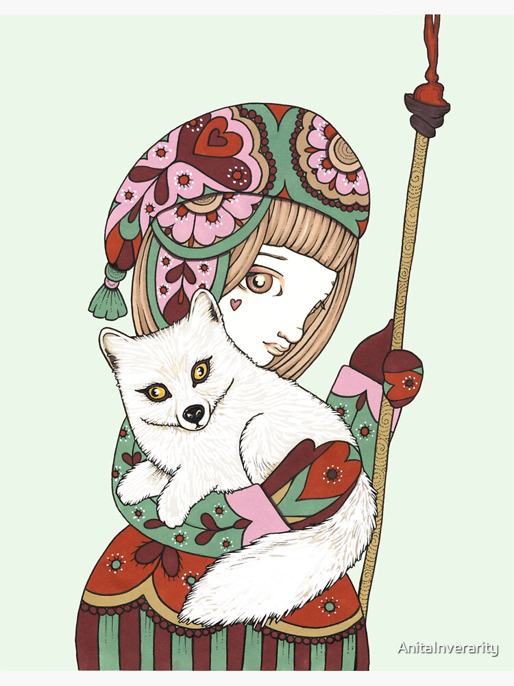 Thumbnail 3 of 3, Sticker, The Snow Fox designed and sold by AnitaInverarity.