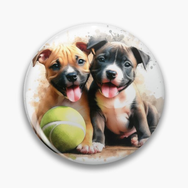 Item preview, Cute Staffy Puppies Best Friends with Ball designed and sold by MaedK.