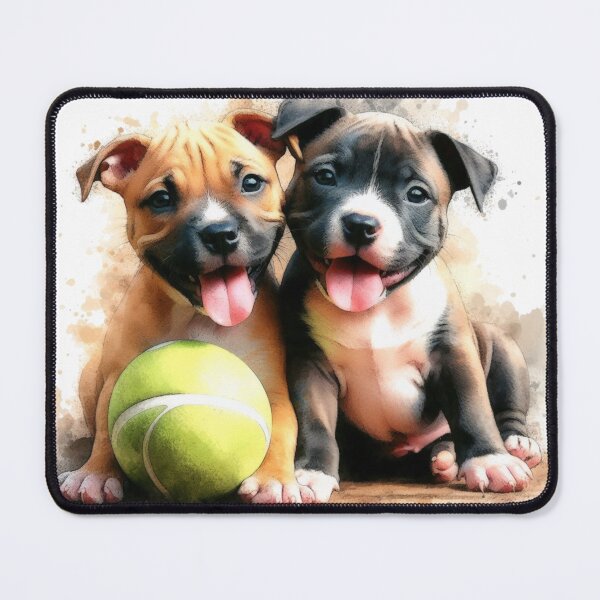 Item preview, Cute Staffy Puppies Best Friends with Ball designed and sold by MaedK.