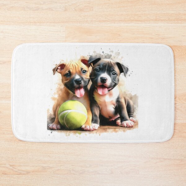 Item preview, Cute Staffy Puppies Best Friends with Ball designed and sold by MaedK.