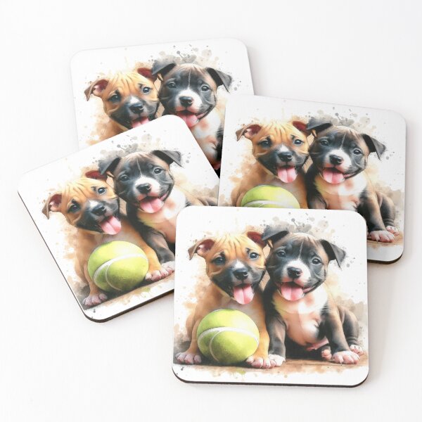 Item preview, Cute Staffy Puppies Best Friends with Ball designed and sold by MaedK.