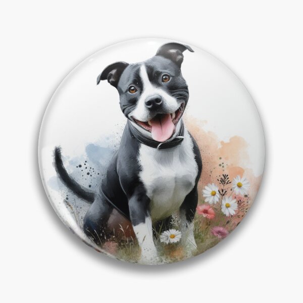 Item preview, Black and White Staffy Watercolor Portrait designed and sold by MaedK.
