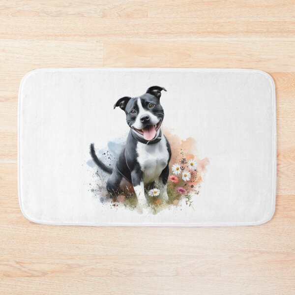 Item preview, Black and White Staffy Watercolor Portrait designed and sold by MaedK.