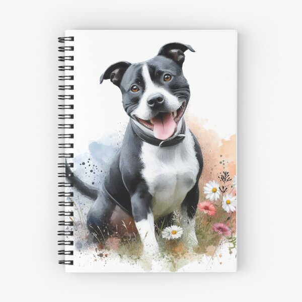 Item preview, Black and White Staffy Watercolor Portrait designed and sold by MaedK.
