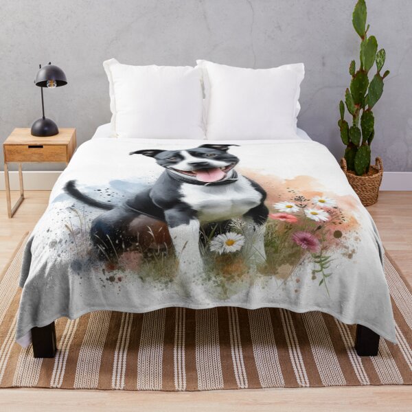 Item preview, Black and White Staffy Watercolor Portrait designed and sold by MaedK.