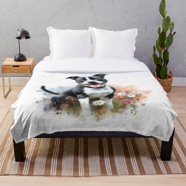 Item preview, Black and White Staffy Watercolor Portrait designed and sold by MaedK.
