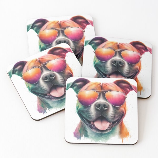 Item preview, Cool Happy Staffy in Shades designed and sold by MaedK.