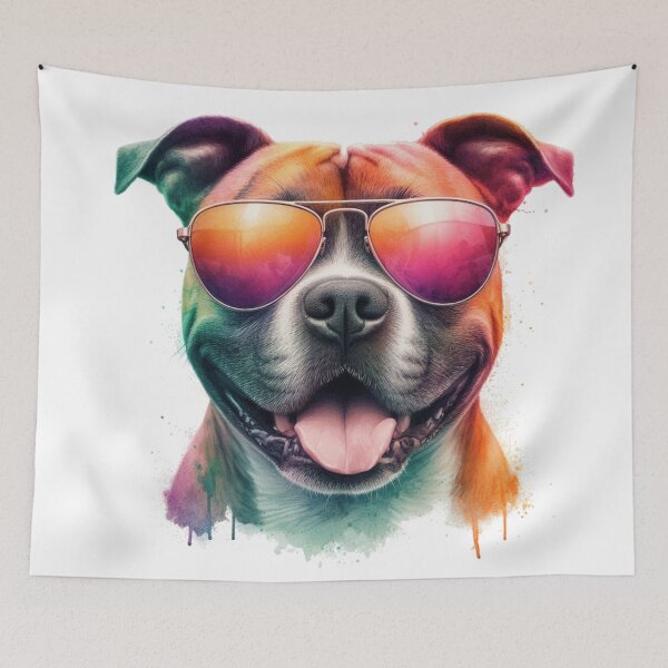 Item preview, Cool Happy Staffy in Shades designed and sold by MaedK.