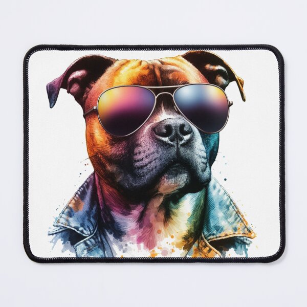 Item preview, Cool Staffy in Shades and Denim Jacket designed and sold by MaedK.