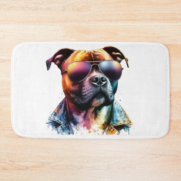 Item preview, Cool Staffy in Shades and Denim Jacket designed and sold by MaedK.