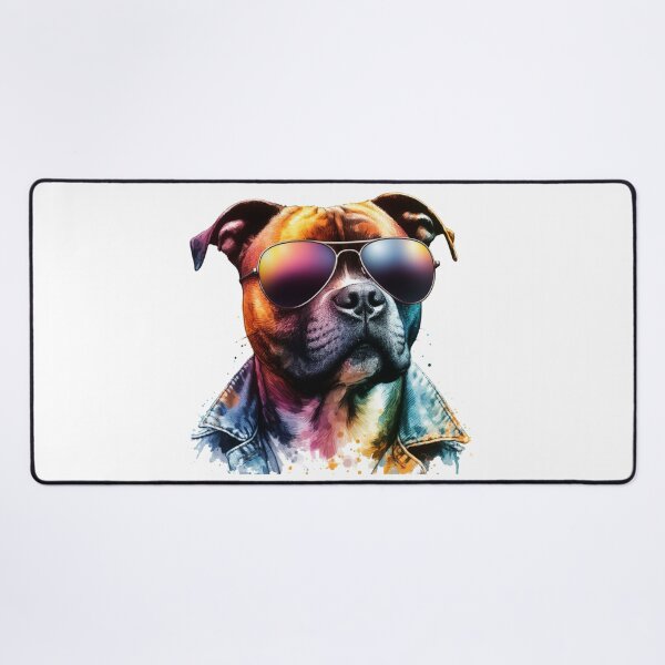 Item preview, Cool Staffy in Shades and Denim Jacket designed and sold by MaedK.