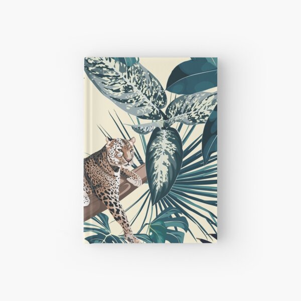 Item preview, Colorful floral pattern with tiger leopard sleeping on the tree and exotic tropical leaves illustration. designed and sold by MatyKotiv.